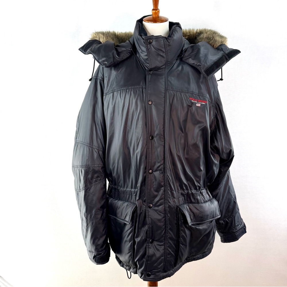 Polo Sport Ralph Lauren Black Down Puffer Parka with Hood XL